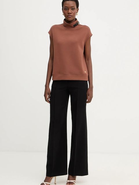 Karl Lagerfeld bluzka damska kolor brązowy gładka B1W20011