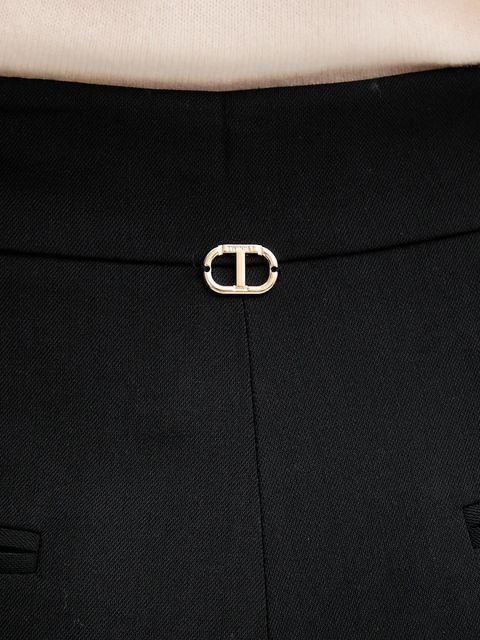 Twinset spodnie damskie kolor czarny proste high waist 252TP2622