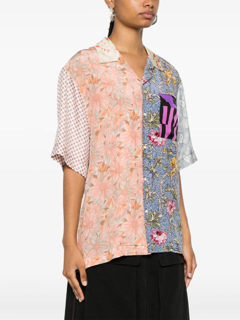 Marine Serre mix-print silk shirt - Neutrals