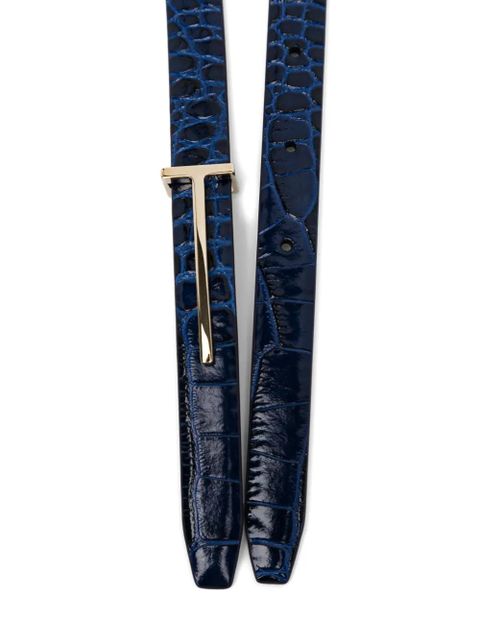 TOM FORD crocodile-effect buckle belt - Blue