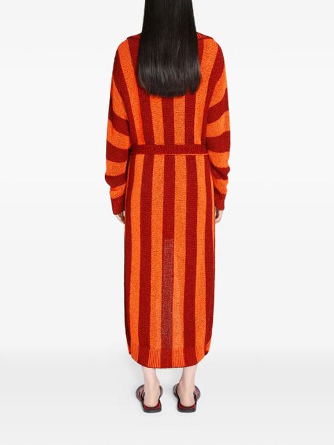 DRIES VAN NOTEN belted striped cardigan - Red