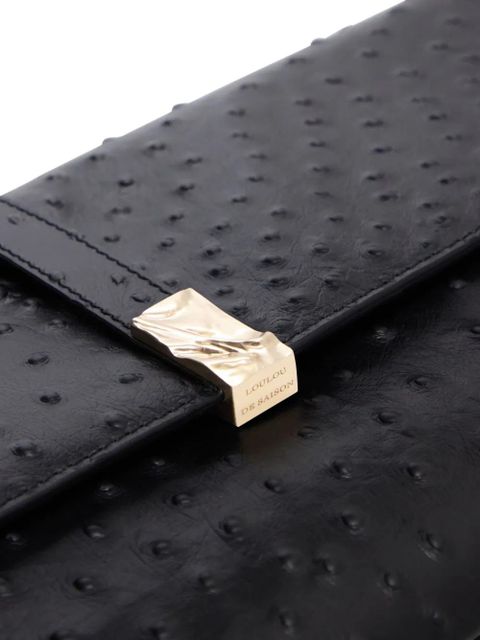 LouLou de Saison MOHINI ostrich-effect leather clutch bag - Black