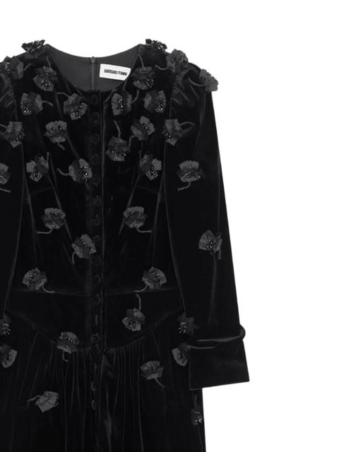 SHUSHU/TONG floral -ppliqué round-neck midi dress - Black - zdjęcie produktu nr 2