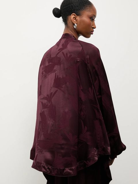 Answear.LAB marynarka kolor bordowy niezapinana wzorzysta