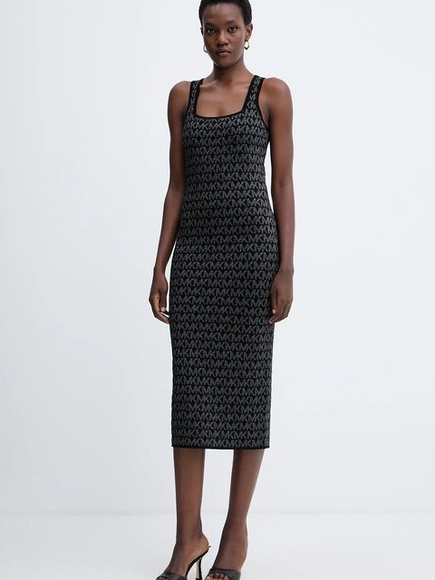 MICHAEL Michael Kors sukienka kolor czarny midi dopasowana MF5838CK0K