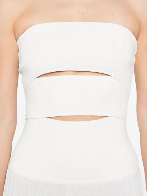 Christopher Esber pleated strapless dress - White