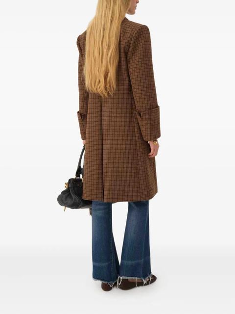 Chloé wool houndstooth single-breasted coat - Brown