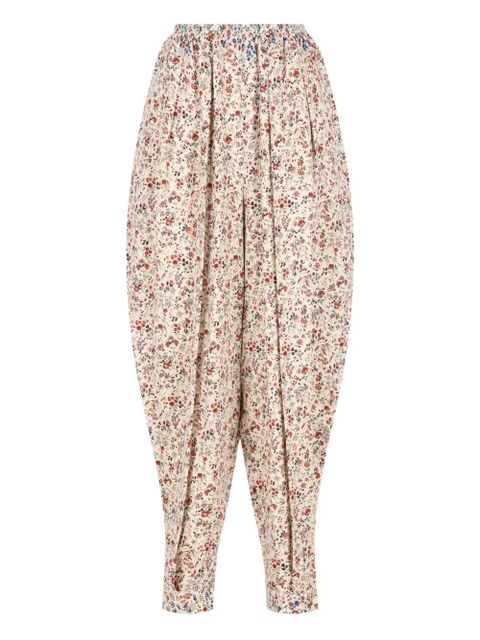 Loro Piana Emon floral-print pleated trousers - Neutrals