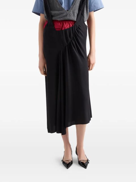 Prada Satin sablé dress with suspenders - Black