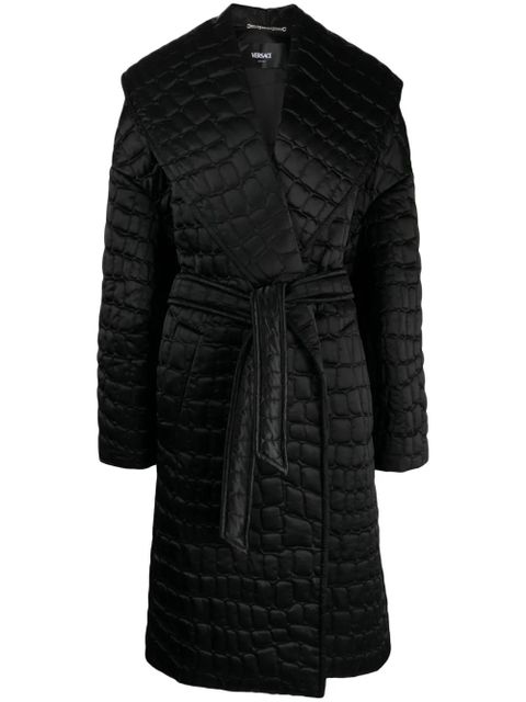 Versace crocodile-pattern quilted coat - Black - zdjęcie produktu nr 1