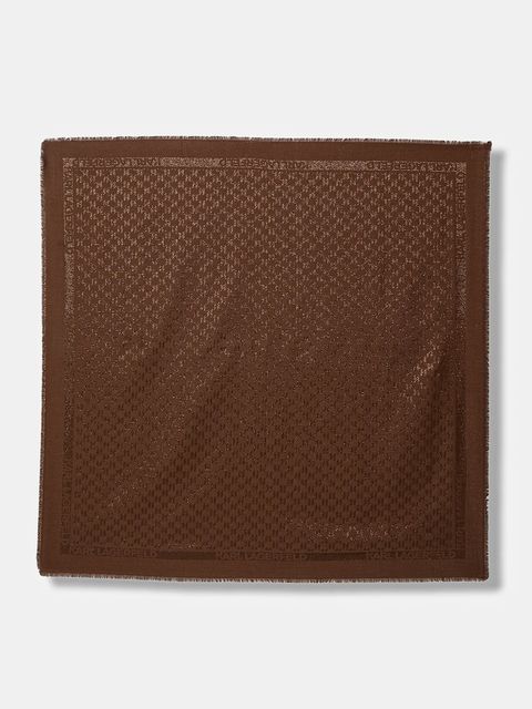 Karl Lagerfeld chusta z dodatkiem jedwabiu K/MONOGRAM damska kolor brązowy gładka B1W33026 - zdjęcie produktu nr 1