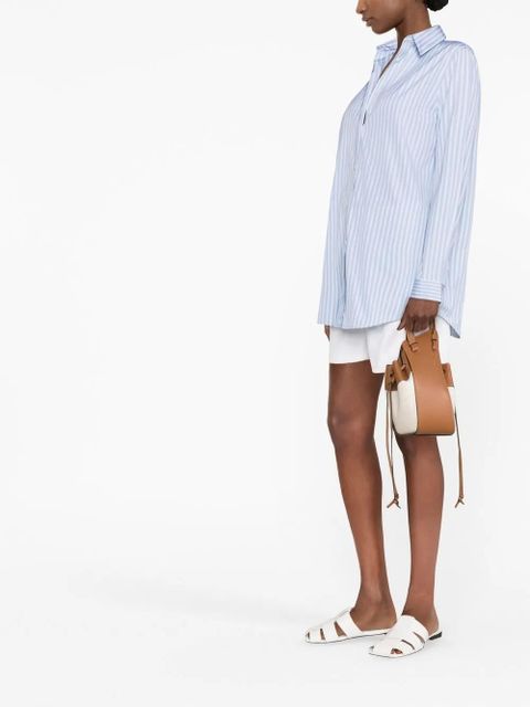 ETRO embroidered-logo striped shirt - Blue