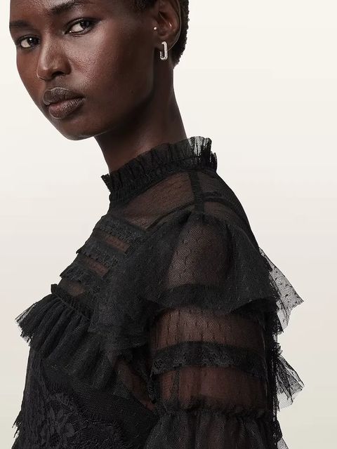 AllSaints sukienka kolor czarny maxi prosta W182DD