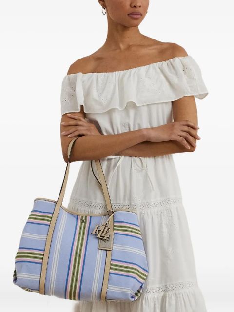 Lauren Ralph Lauren striped-pattern logo-charm tote bag - Blue - zdjęcie produktu nr 2