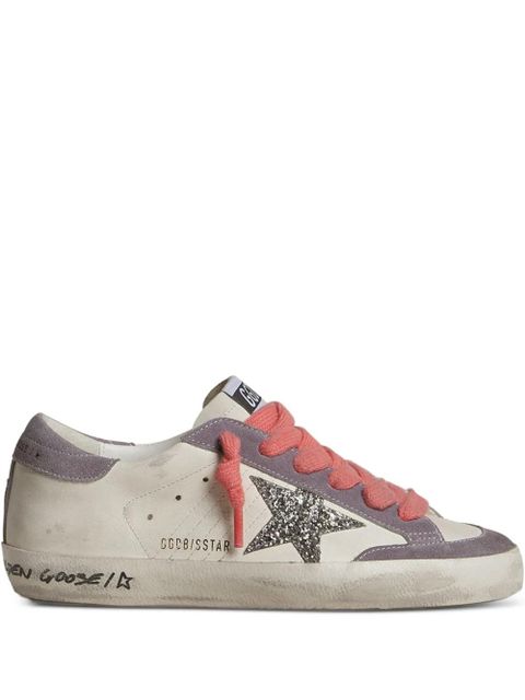 Golden Goose Super Star glitter-star leather sneakers - White - zdjęcie produktu nr 1