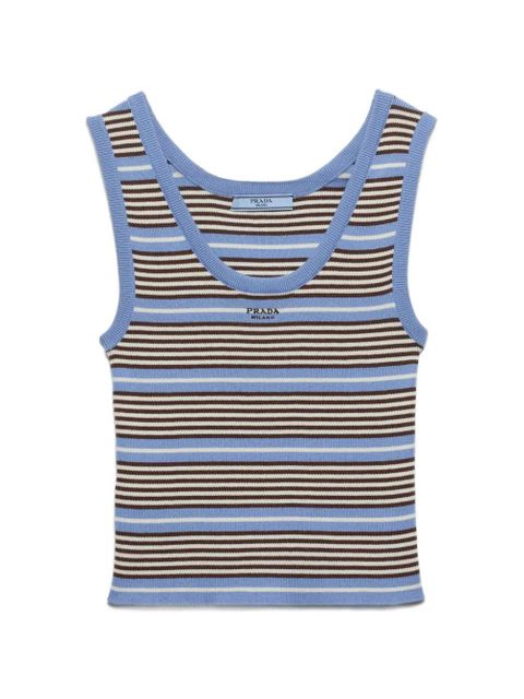Prada cotton knit tank top - Blue - zdjęcie produktu nr 1