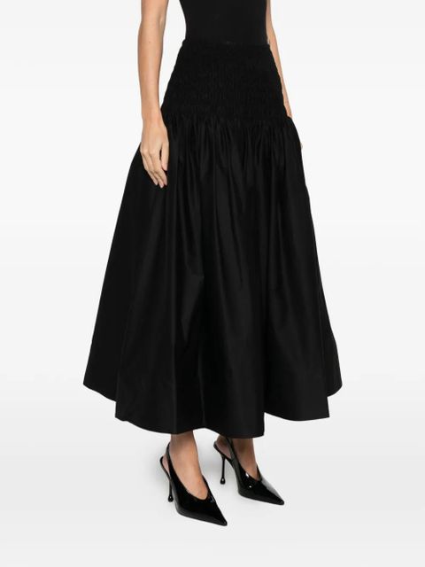 Self-Portrait shirred-panel maxi skirt - Black