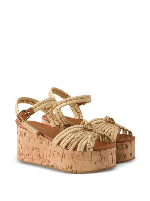 Prada crochet platform sandals - Neutrals - zdjęcie produktu nr 2