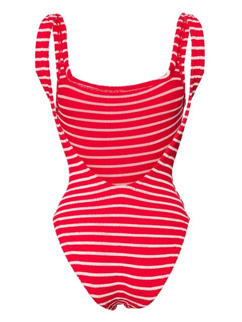 Hunza G candy-stripe crinkled swimsuit - Red - zdjęcie produktu nr 2
