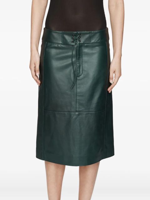 Christopher Esber Eddie panelled leather midi skirt - Green