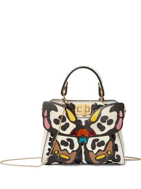 FENDI Nano Peekaboo butterfly-motif chain-strap tote bag - White - zdjęcie produktu nr 1