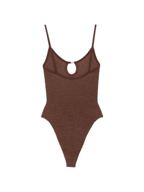 Hunza G bead-embellished cutout swimsuit - Brown
