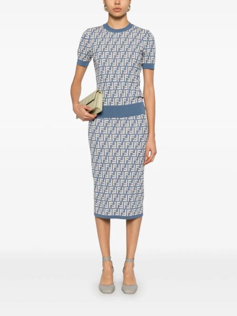 FENDI FF-jacquard midi skirt - Blue - zdjęcie produktu nr 2