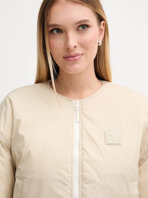 Calvin Klein Jeans kurtka dwustronna kolor beżowy przejściowa oversize LV044D511G