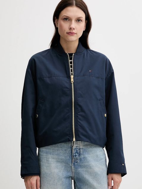 Tommy Hilfiger kurtka bomber kolor granatowy przejściowa oversize WW0WW45619 - zdjęcie produktu nr 1