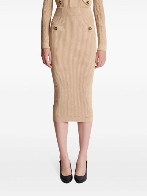 Balmain ribbed skirt - Neutrals