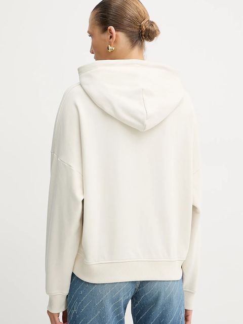 BOSS Orange bluza bawełniana damska kolor beżowy z kapturem gładka 50547572 - zdjęcie produktu nr 2