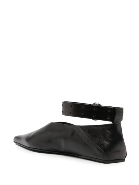 Jil Sander pointed-toe leather ballerina shoes - Black - zdjęcie produktu nr 2