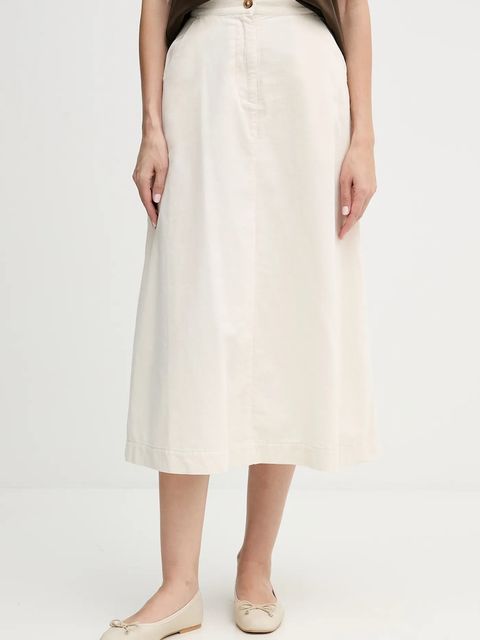 United Colors of Benetton spódnica bawełniana kolor beżowy midi rozkloszowana 494BD0058 - zdjęcie produktu nr 1