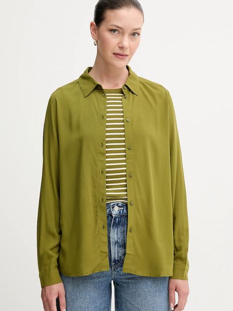 United Colors of Benetton koszula damska kolor zielony regular z kołnierzykiem klasycznym 5WPWDQ0B0 - zdjęcie produktu nr 1