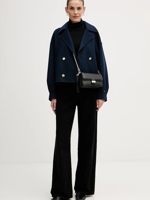 Tommy Hilfiger płaszcz z dodatkiem wełny kolor granatowy WW0WW47759 - zdjęcie produktu nr 2