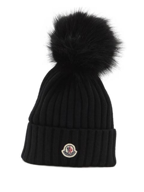 Moncler ribbed knit pom-pom beanie - Black