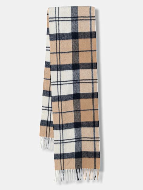 Barbour szalik kaszmirowy damski kolor beżowy wzorzysty LSC0479 - zdjęcie produktu nr 1