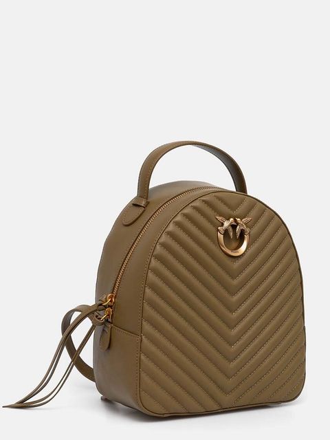 Pinko plecak skórzany damski kolor brązowy mały z aplikacją