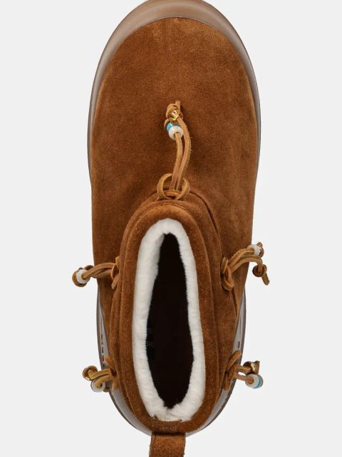 Moon Boot śniegowce zamszowe MB LUNA LOW SUEDE BEADS kolor brązowy 80D2480100 M008