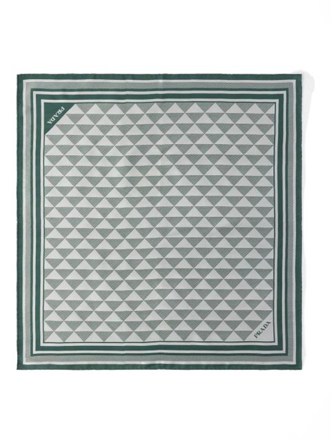 Prada Symbole-pattern silk scarf - Neutrals