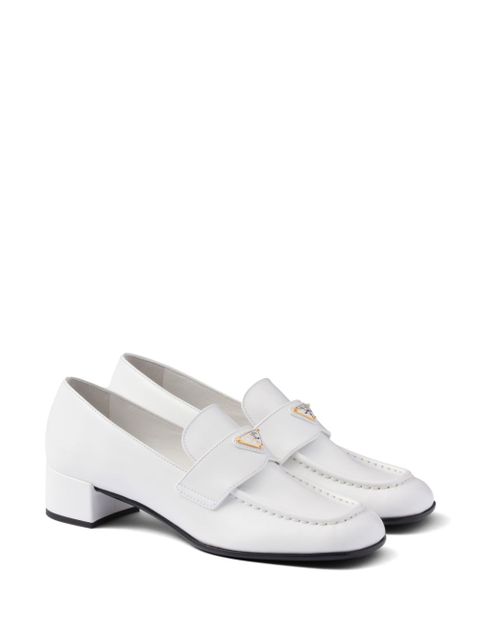 Prada 35mm brushed-leather loafers - White