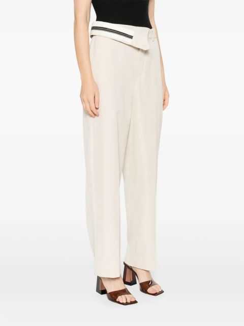 FENDI foldover waist gabardine trousers - Neutrals