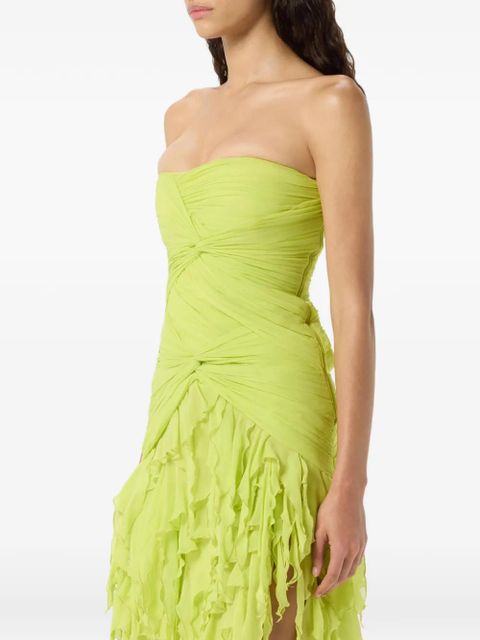 Blumarine ruched ruffled maxi dress - Green