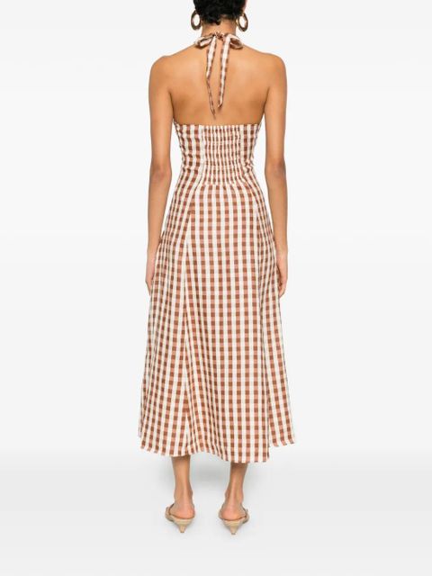 Faithfull the Brand gingham halterneck midi dress - Brown