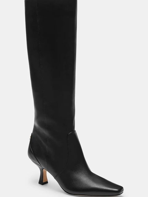 Coach kozaki skórzane Sculpted C Kitten Heel Leather Boot kolor czarny na szpilce CBP30