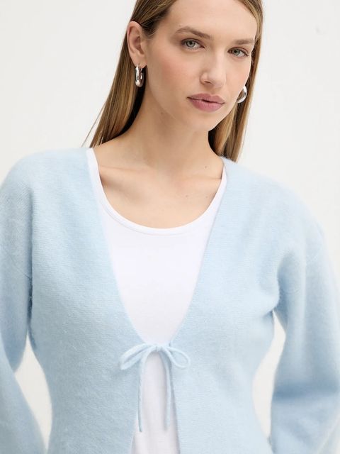 BOSS Orange kardigan z dodatkiem wełny damski kolor niebieski lekki 50548954 - zdjęcie produktu nr 2