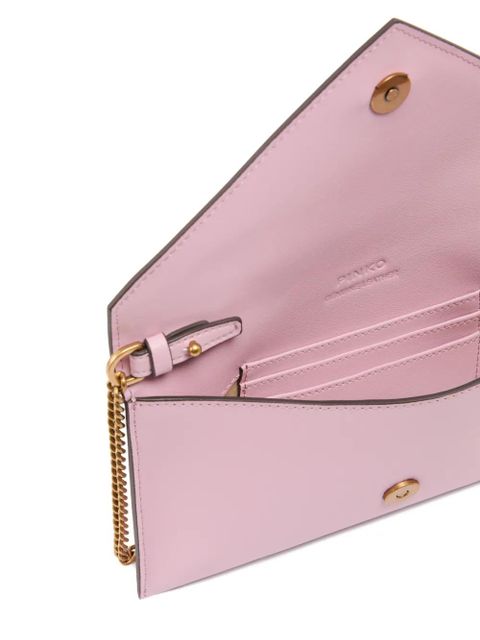 PINKO metal-chain leather clutch bag