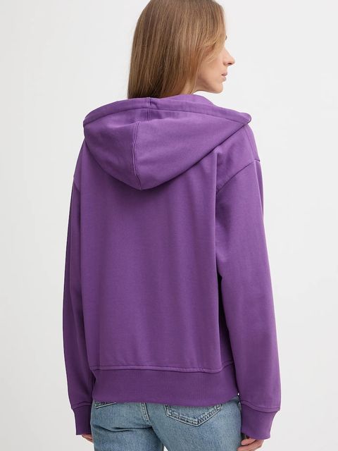 Calvin Klein Jeans bluza damska kolor fioletowy z kapturem gładka LV047B237G