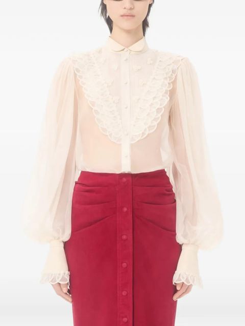 Valentino Garavani embroidered organza shirt - Neutrals