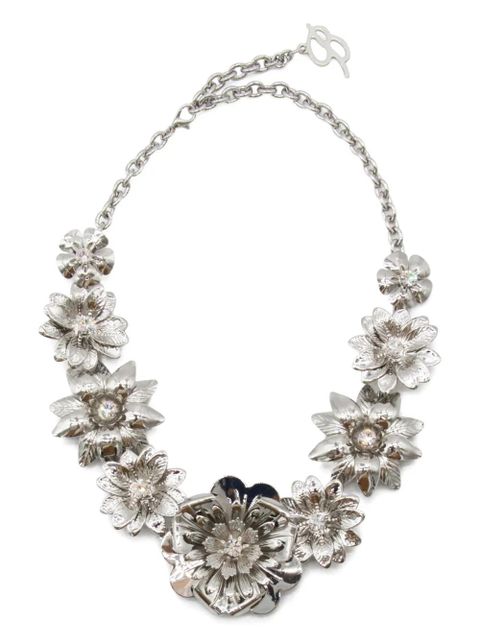 Blumarine floral-embellished chain necklace - Silver - zdjęcie produktu nr 1